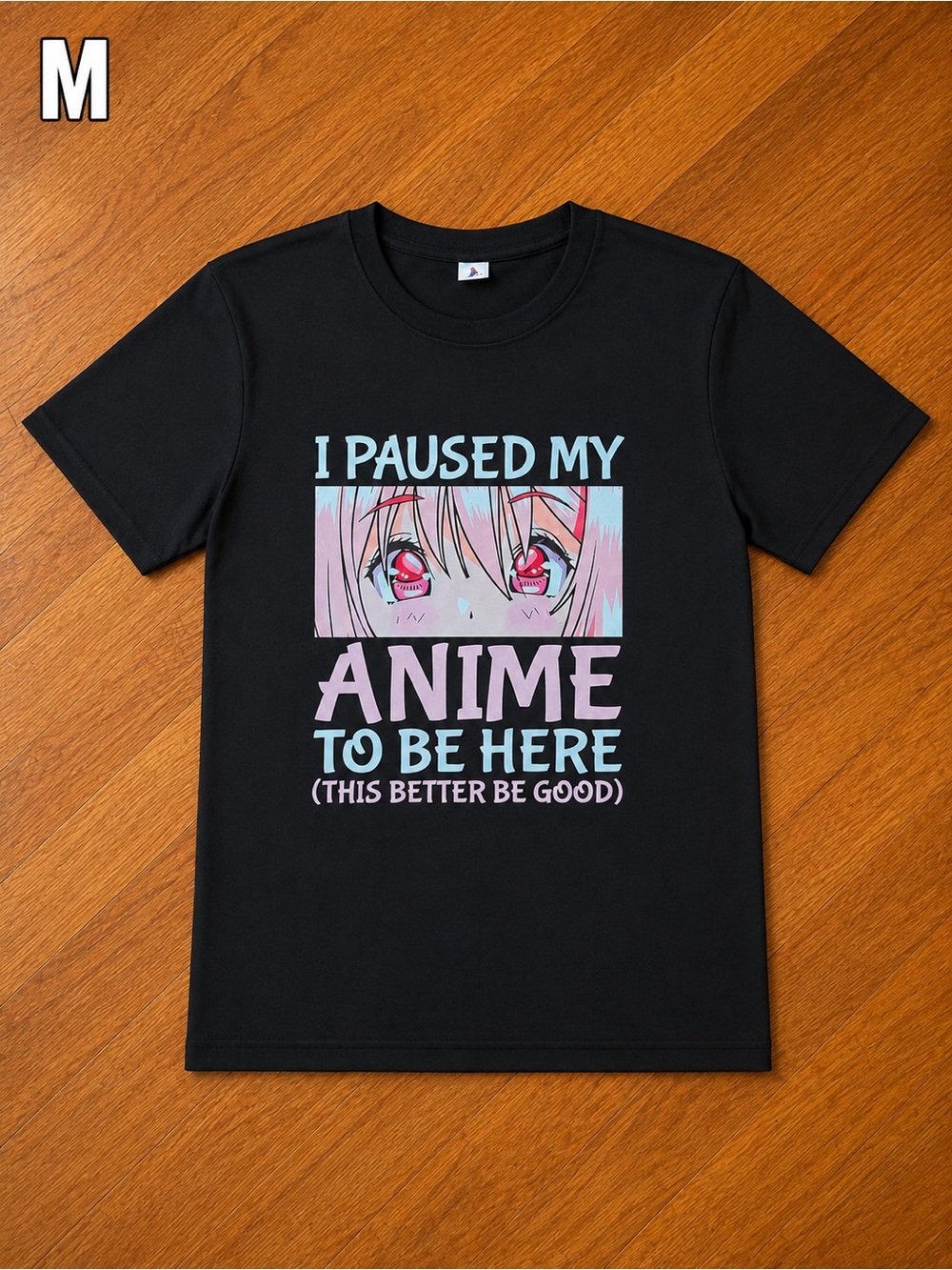 Black Anime Graphic Tee - I Paused My Anime To Be Here